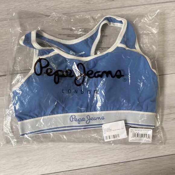 Pepe Jeans bobbie crop top bralette in dazed blue Size M in Blue NWT and in pack - Picture 5 of 7